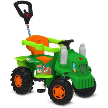 Imagem de Veículo a Pedal Trator 2 em 1 Passeio com Volante LED e Sons de Fazenda Verde Brinquedos Bandeirante