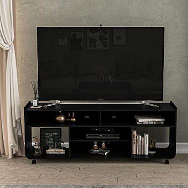 Imagem de Rack Índia para Tv até 70" 6 Nichos e Rodízios Preto Politorno