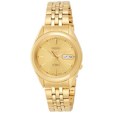 Imagem de Seiko Relógio masculino SNKL28 banhado a ouro de aço inoxidável analógico com mostrador dourado
