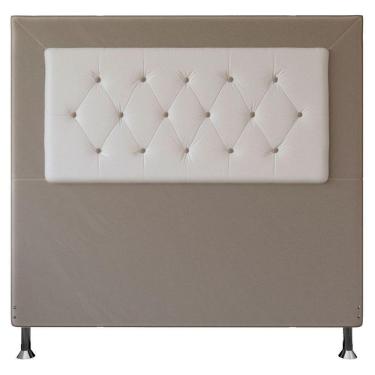 Imagem de Cabeceira Casal 1,40m Havana Suede Bege Branco