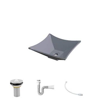 Imagem de Kit Cuba L30 C/Válvula 1'' (2,6cm) + Sifão Pvc + Flexível Cinza