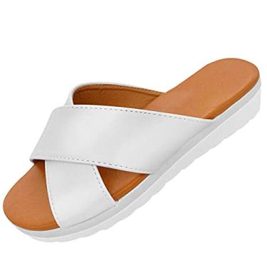 Imagem de Sandálias anabela femininas romanas grossas de praia sandálias femininas abertas chinelos anabela sapatos femininos, Prata, 6.5
