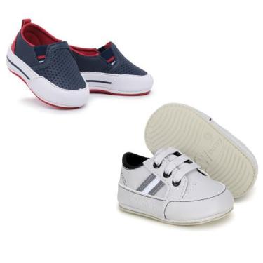 Imagem de Kit 2 Pares Tênis De Bebê Masculino + Sandália Infantil Baby Kids - Sk