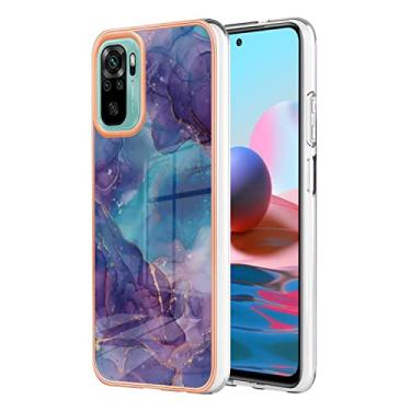 Imagem de Capas de armadura de mármore bonitas compatíveis com Xiaomi Redmi Note 10 10S capas de silicone moldura de simplicidade anti-queda proteção à prova de choque capa traseira (5, Redmi Note 10S)