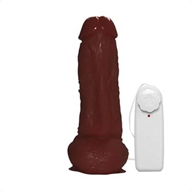 Imagem de Pênis Realístico de Borracha Com Vibrador, Ventosa e Saco 19cm x 5,5cm Marrom Ares