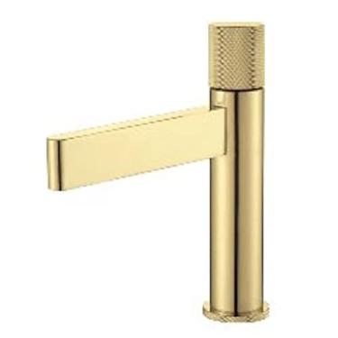 Imagem de Torneira de lavatório de latão fundido cinza quente frio torneira de pia para banheiro bico de cachoeira montado no convés torneira de lavagem de alça única, ouro B, curto