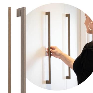 Imagem de Puxador Linea Alumínio Porta Armário Slim Alça Grande 512mm (Bronze Fosco)