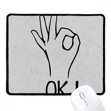 Imagem de Mouse pad preto OK personalizado padrão de gestos borda costurada tapete de borracha para jogos