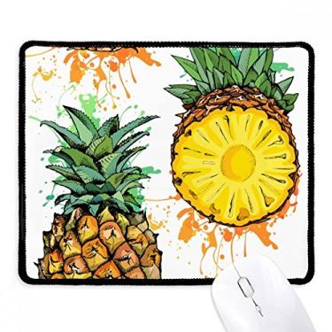 Imagem de Mousepad amarelo de abacaxi tropical, borda costurada, tapete de borracha para jogos