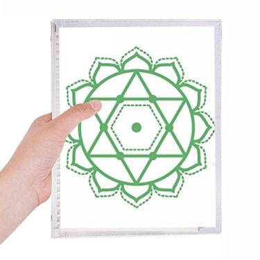 Imagem de Caderno de folhas soltas com estampa de flores geométricas, com símbolo de estrela