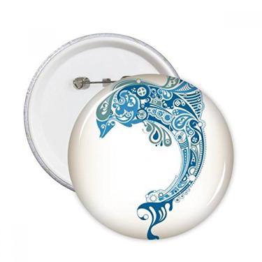 Imagem de Broches redondos ilustrados de golfinho oceano azul decoração de roupas 5 peças presente
