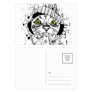 Imagem de Sweater White Cat Head Protect Animal Pet Lover, conjunto de cartões postais de aniversário, cartão de agradecimento