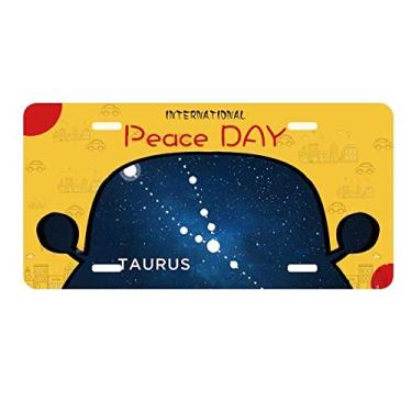 Imagem de DIYthinker Placa de licença do signo do zodíaco da constelação Taurus para decoração de carro, dia da paz
