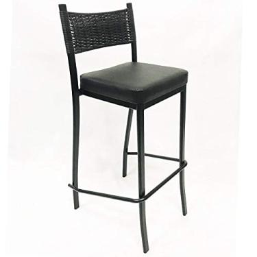 Imagem de Banqueta EMPILHÁVEL alta preta fibra sintética preta - Poltronas do Sul