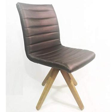 Imagem de Cadeira de Jantar GOMADA tecido facto café base madeira maciça - Poltronas do Sul