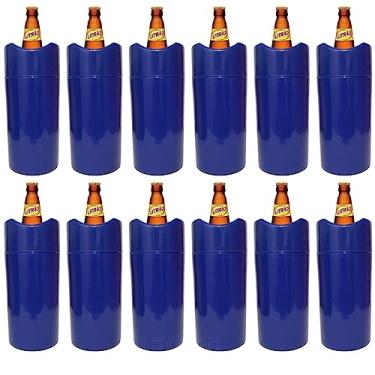 Imagem de Porta Garrafa Térmico Cerveja 1 Litro Camisinha Para Litrão Bar Restaurante Kit 12 Unidades (Azul)