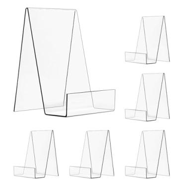 Imagem de Pacote com 6 suportes de acrílico para livros, suporte de exibição de livros transparente, suporte de cavalete para tablets, álbuns, cartões postais, obras de arte, revistas, cadernos, livros