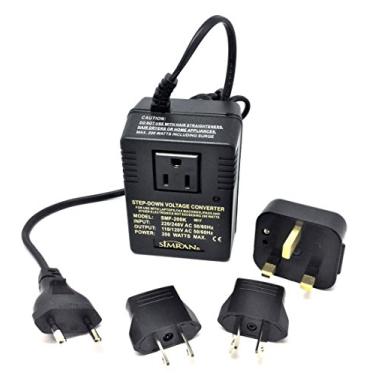 Imagem de Simran O kit adaptador de conversor/voltagem de viagem internacional inclui conversor de 220 V a 110 V Deluxe Step Down e Plugues adaptador EU/UK/AU/EUA, SMF-200K (SMF-200 KIT)