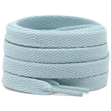 Imagem de DELELE 2 pares de cadarços planos de 24 cores de com cadarços de 1,58 cm de largura para tênis de corrida atléticos, cordas de bota, 27 Moonlight Blue, 62.99"Inch (160CM)