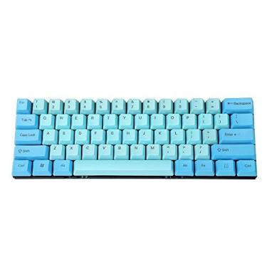 Imagem de YMDK teclado personalizado 61 ANSI OEM perfil PBT grosso adequado para Cherry MX Switches mecânico Gaming Teclado GK61 (apenas chaveiro), Dark Blue Light blue Top print