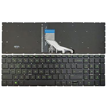 Imagem de Teclado retroiluminado verde layout dos EUA para HP Pavilion Gaming 15-CX 15-CX0058WM 15-CX0100TX preto
