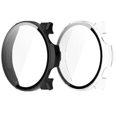 Imagem de Pacote com 2 capas protetoras de tela compatíveis com COROS Pace 2, capa para COROS Pace 2 (preto + transparente)