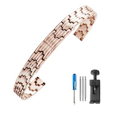 Imagem de Pulseira feminina de aço inoxidável para relógio Armani tamanho pequeno, para Dw Longines Ck Folli Follie 10 mm (rosa, 10 mm)