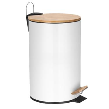 Imagem de Lixeira Com Pedal E Tampa Bambu 20 Litros P/Banheiro