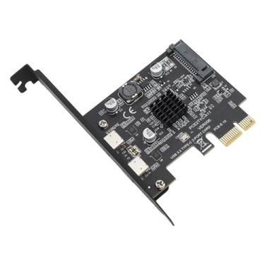 Imagem de Placa USB C PCI, Placa de Expansão USB 3.2 para ASMedia ASM3142 Master Control, GEN2 Dual USB Type C Placa de Expansão PCI Express de Alta Velocidade de 10 Gbps para PC para