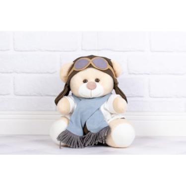 Imagem de Pelúcia de Urso Aviador Classico Tedde 15 cm (CINZA)