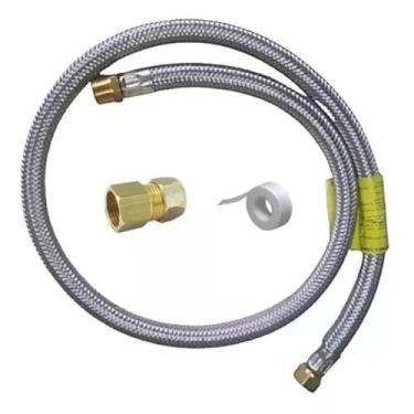 Imagem de Kit Instalação Gás Encanado Mangueira 80cm +adaptador Glp Gn