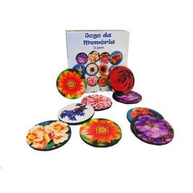 Imagem de Super Jogo da Memória Cognitivo Lindas Flores de 12 pares em mdf - Rei