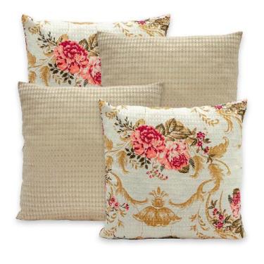 Imagem de Kit 4 Capas Piquet P/ Almofadas 40x40 Com Zíper Lisas e Estampadas - R