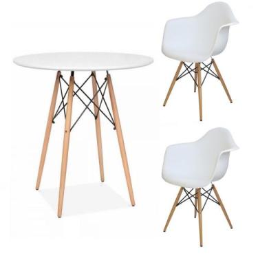 Imagem de Kit mesa eames jantar adulto 90cm branco 2 cadeiras eiffel daw eames c