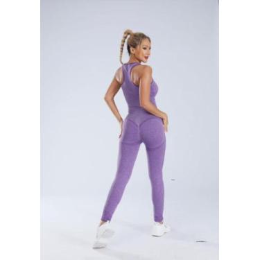 Imagem de Conjunto Academia Top Cropped Sutiã Legging Levanta Bumbum Cintura Alt