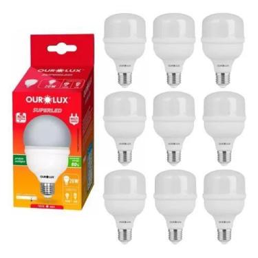 Imagem de Kit 20 Lampada 20W 6500k Branco Frio 1600lm Bocal E27 Bivolt Ourolux, 