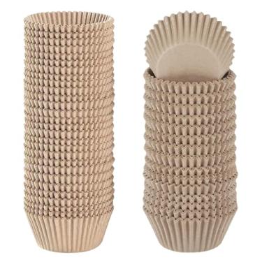 Imagem de 1000 peças de mini forros marrons de cupcake, forros de muffin pequenos à prova de graxa, copos de panificação, embalagens de papel de doces descartáveis para festa de aniversário de casamento