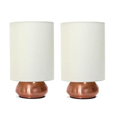 Imagem de Simple Designs Home LT2016-CRM-2PK Conjunto de luminárias de mesa Gêmeos, 9 x 12,7 x 12,7 cm, creme