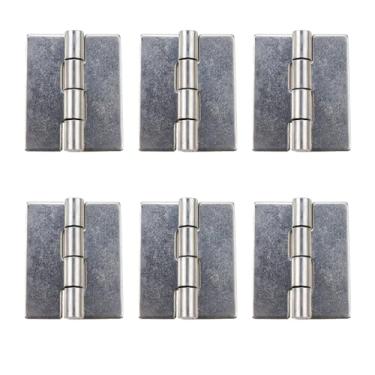 Imagem de Nicerity 6 peças de dobradiças soldadas em aço inoxidável 1,5 x 1,2/40 x 32 mm cabeça chata 304 design de dobradiça de extremidade de aço inoxidável para reboque de portas pesadas (prata)
