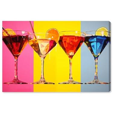 Imagem de Arte de parede em tela com estampa de carrinho de bebidas retrô Fruity Cocktails por Notoriart, envolto em galeria, 38 cm x 25 cm