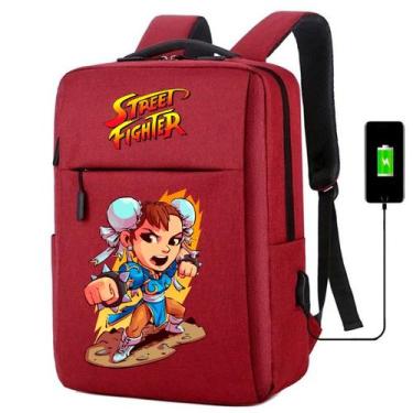 Imagem de Mochila USB Escolar Estampa Infantil Street Figther Notebooks, Trabalh