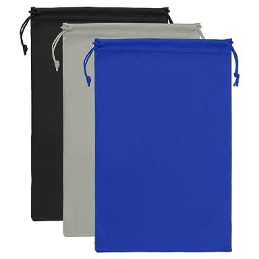 Imagem de PATIKIL Bolsa para óculos de esqui, capa protetora de microfibra macia para guardar óculos de sol com cordão, Preto, azul, cinza, 27cm x 18cm/ 10.63" x 7.09"