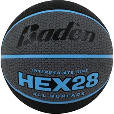 Imagem de Baden Bola de basquete de borracha Hex Deluxe, preta/cinza/azul, tamanho 7