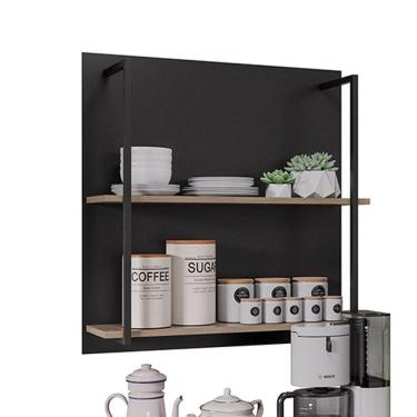 Imagem de Prateleira Industrial Dupla Cozinha Suspenso Painel Eri 70,5cm M12 - D`rossi Cor Preto E Freijó