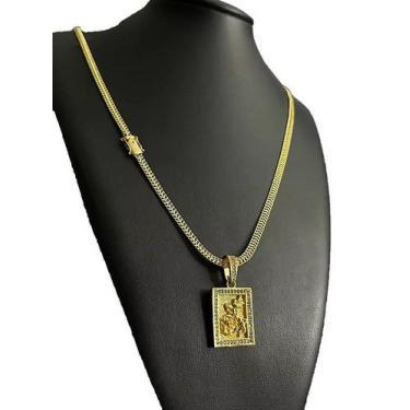 Imagem de Cordão lacraia 5mm + pingente são jorge - banhado a ouro 18k - ToJoia1