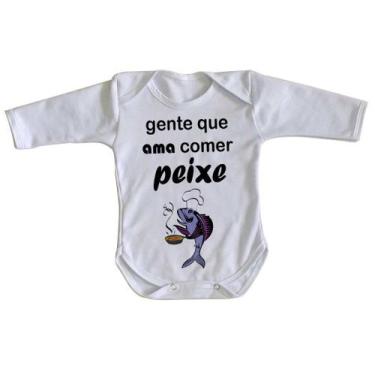 Imagem de body nenê criança roupa bebê manga longa Peixe Pesca Pescador - Empóri