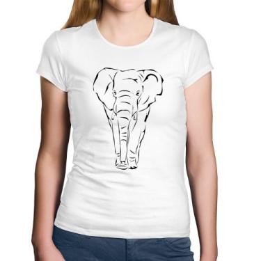 Imagem de Baby Look Algodão Elefante Traços - Foca na Moda, Branco, M