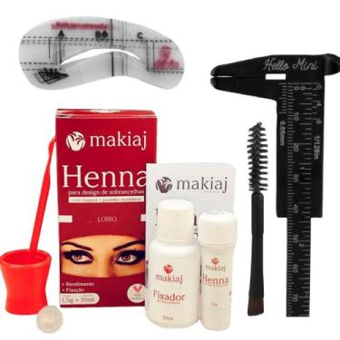 Imagem de Henna Makiaj Sobrancelha Com Kit Designer Paquimetro Pincel Duplo e 6 