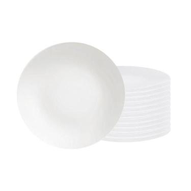 Imagem de Conjunto de Pratos Raso Leonora 12 Peças em Porcelana Branca 25 cm - T