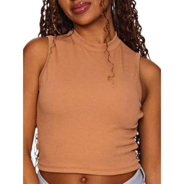 Imagem de Blusa cropped regata gola alta feminino verão confortável tam único - 